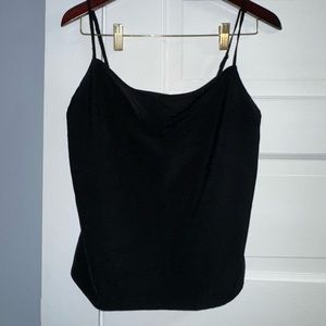 Black cowlneck tank top